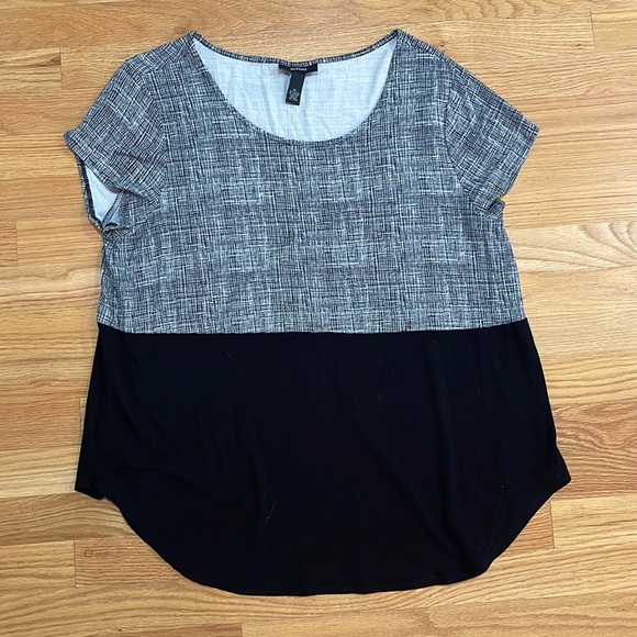 ALFANI Two-tone Scoop Neck Blouse - XL (black & white) - Picture 1 of 5